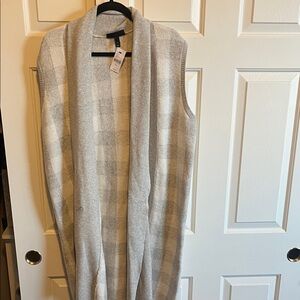 Lane Bryant Gray Plaid Sleeveless Cardigan duster